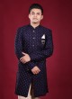 Wedding Wear Indowestern In Navy Blue Color